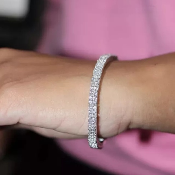 7 inched Long Tennis Bracelet Solid 14K White Gold Round Cut 5 Carat Men & Women - Picture 11 of 11